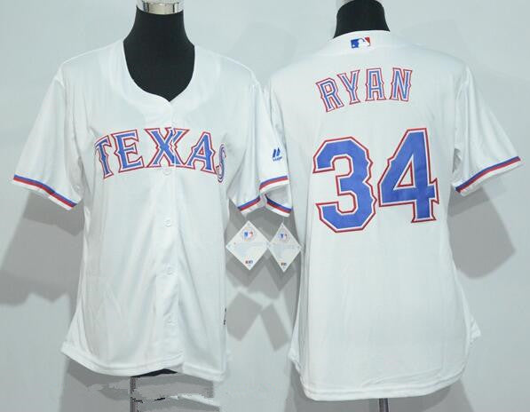Womens Texas Rangers 34 Nolan Ryan Retired White Stitched Mlb Majestic Cool Base Jersey
