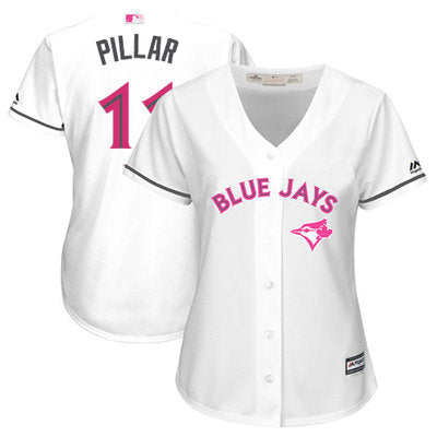 Womens Toronto Blue Jays 11 Kevin Pillar White Mothers Day Cool Base Stitched Mlb Jersey