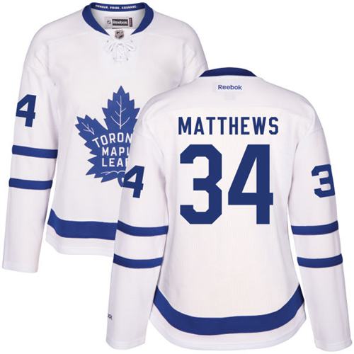 Womens Toronto Maple Leafs 34 Auston Matthews White Away Stitched Nhl 2016 17 Reebok Hockey Jersey