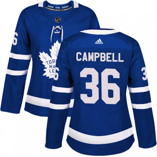 Womens Toronto Maple Leafs 36 Jack Campbell Adidas Authentic Blue Home Jersey