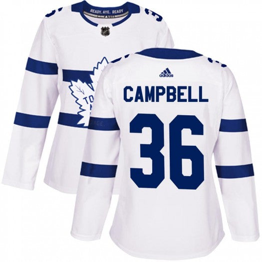 Womens Toronto Maple Leafs 36 Jack Campbell Adidas Authentic White 2018 Stadium Series Jersey