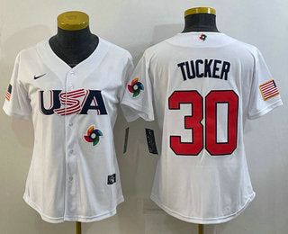 Womens Usa Baseball 30 Kyle Tucker 2023 White World Classic Stitched Jerseys