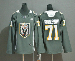 Womens Vegas Golden Knights 71 William Karlsson Gray Dia De Los Muertos Adidas Jersey