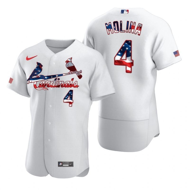 Yadier Molina 4 St Louis Cardinals 2020 Mlb White Us Flag Jersey