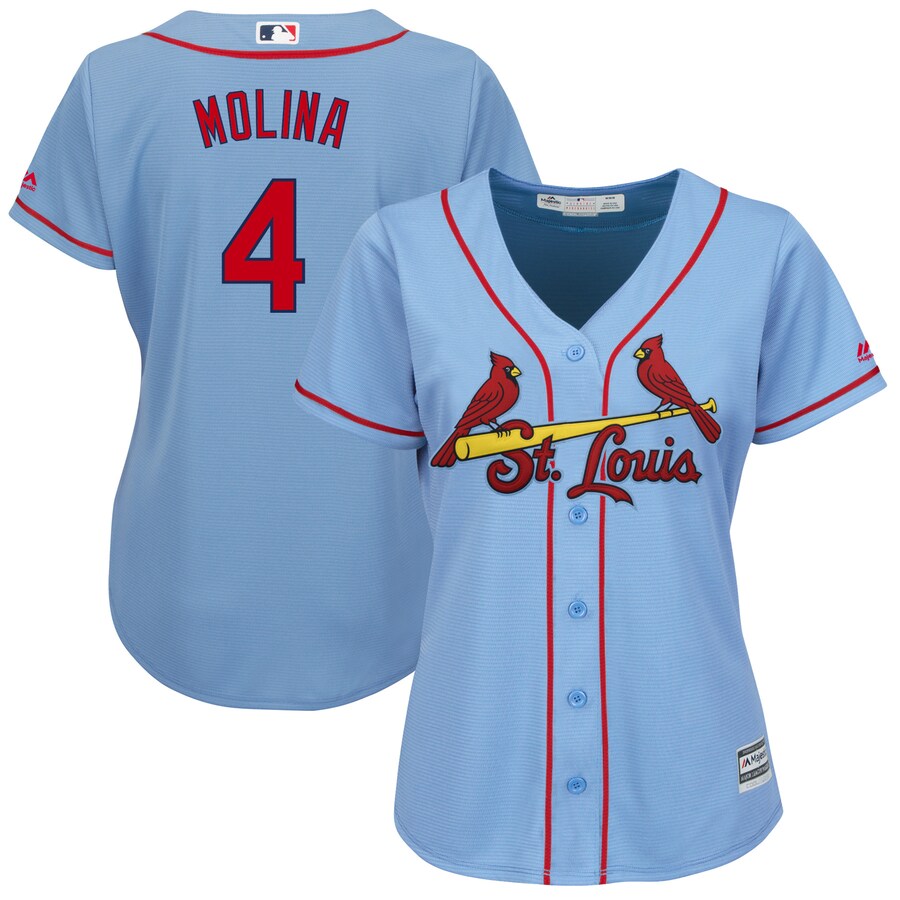 Yadier Molina St Louis Cardinals Majestic Womens Alternate Cool Base Player Jersey Horizon Blue