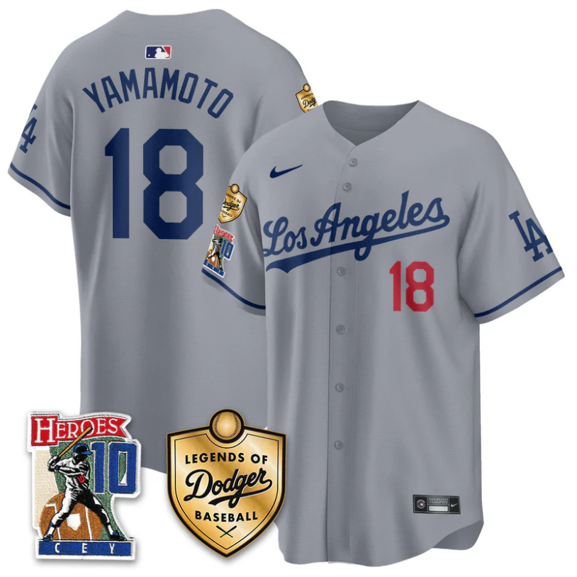 Yamamoto Jersey #18 Dodgers Ron Cey Legends Of Dodgers Baseball Gray