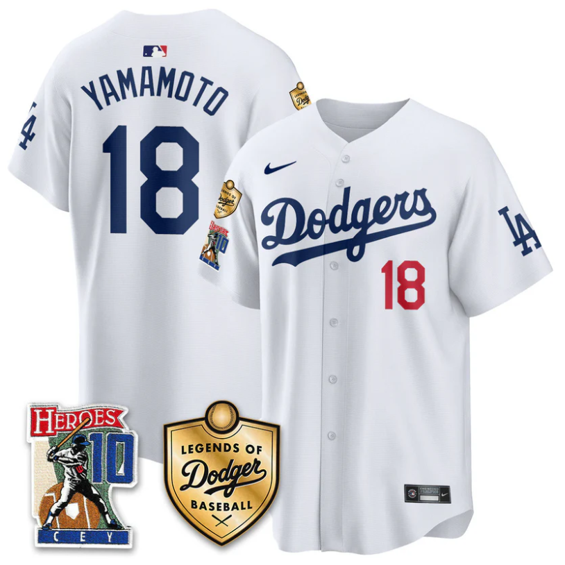 Yamamoto Jersey #18 Dodgers Ron Cey Legends Of Dodgers Baseball White