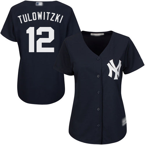 Yankees 12 Troy Tulowitzki Navy Blue Alternate Womens Stitched Baseball Jersey