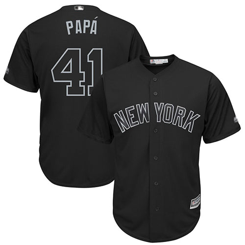 Yankees 41 Miguel Andujar Black Papa Players Weekend Cool Base Stitched Baseball Jersey