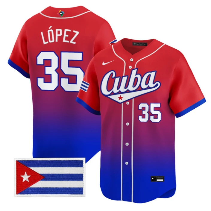 Yoan Lpez Jersey #35 Cuba World Baseball Classic 2026 Stitched
