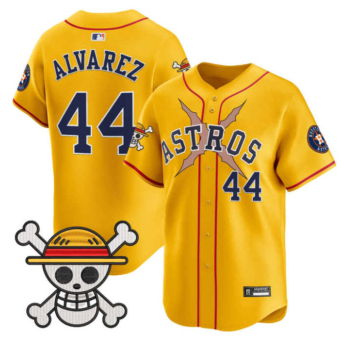 Yordan lvarez Jersey #44 Houston Astros One Piece 2025 Limited Stitched Gold