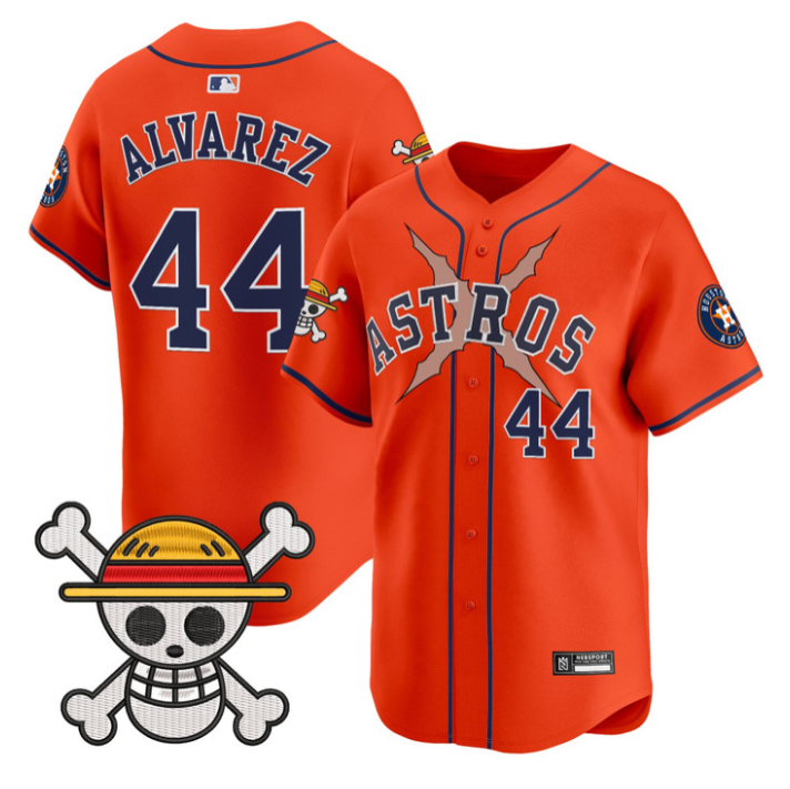 Yordan lvarez Jersey #44 Houston Astros One Piece 2025 Limited Stitched Orange