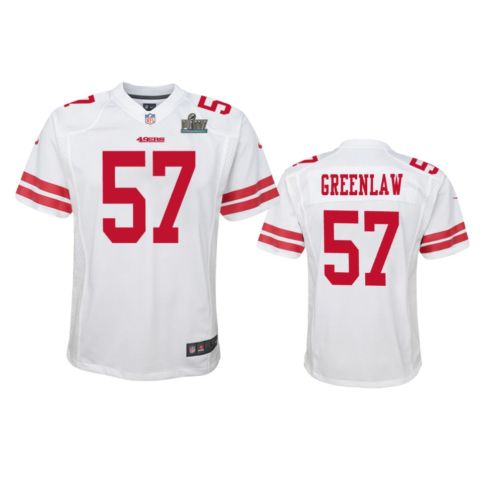 Youth 49ers Dre Greenlaw White Super Bowl Liv Game Jersey