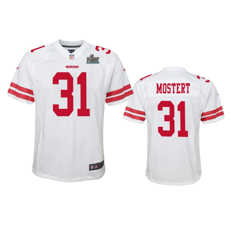 Youth 49ers Raheem Mostert White Super Bowl Liv Game Jersey