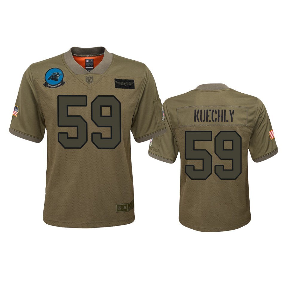 Youth Carolina Panthers Luke Kuechly Camo 2019 Salute To Service Game Jersey