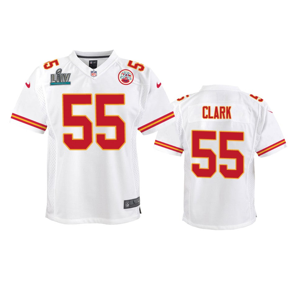 Youth Chiefs Frank Clark White Super Bowl Liv Game Jersey