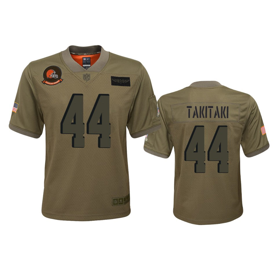Youth Cleveland Browns Sione Takitaki Camo 2019 Salute To Service Game Jersey