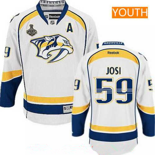 Youth Nashville Predators 59 Roman Josi White 2017 Stanley Cup Finals A Patch Stitched Nhl Reebok Hockey Jersey