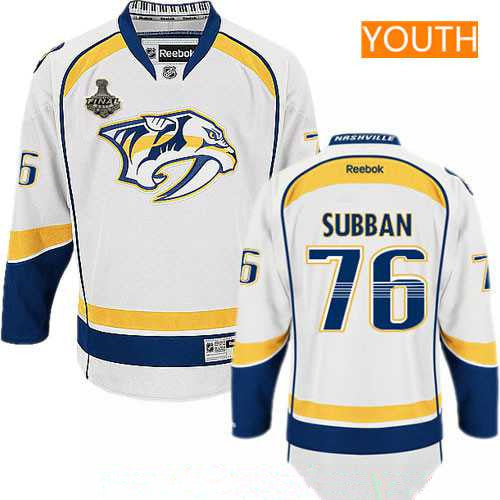Youth Nashville Predators 76 Pk Subban White 2017 Stanley Cup Finals Patch Stitched Nhl Reebok Hockey Jersey