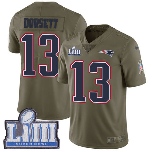 Youth New England Patriots 13 Phillip Dorsett Olive Nike Nfl 2017 Salute To Service Super Bowl Liii Bound Limited Jersey