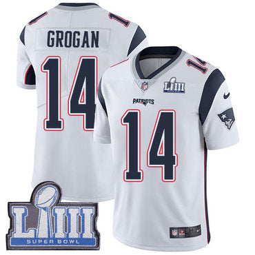 Youth New England Patriots 14 Steve Grogan White Nike Nfl Road Vapor Untouchable Super Bowl Liii Bound Limited Jersey