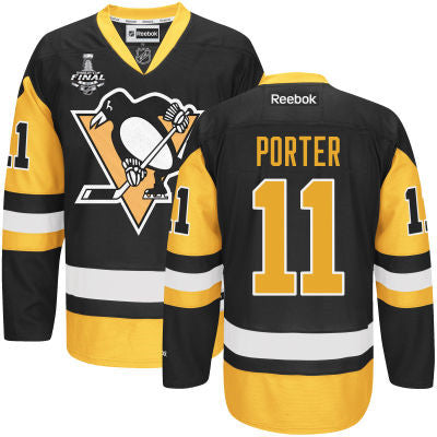 Youth Pittsburgh Penguins 11 Kevin Porter Black With Gold 2017 Stanley Cup Nhl Finals Patch Jersey
