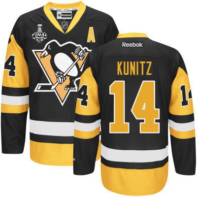 Youth Pittsburgh Penguins 14 Chris Kunitz Black With Gold 2017 Stanley Cup Nhl Finals A Patch Jersey