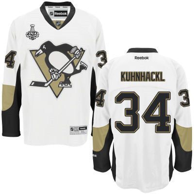 Youth Pittsburgh Penguins 34 Tom Kuhnhackl White Away 2017 Stanley Cup Nhl Finals Patch Jersey