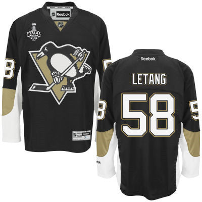 Youth Pittsburgh Penguins 58 Kris Letang Black Home 2017 Stanley Cup Nhl Finals Patch Jersey