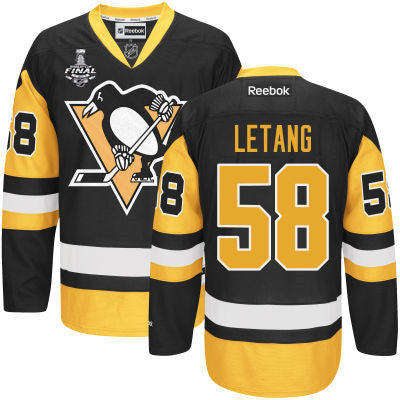 Youth Pittsburgh Penguins 58 Kris Letang Black With Gold 2017 Stanley Cup Nhl Finals Patch Jersey