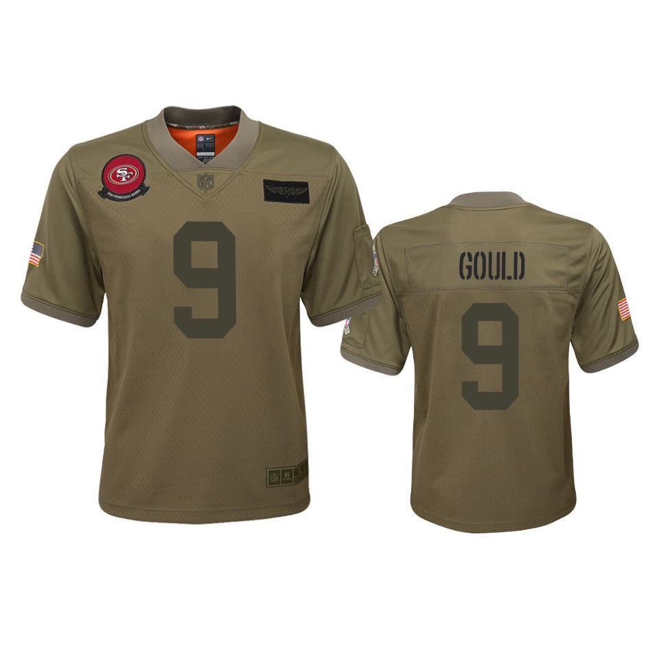 Youth San Francisco 49ers Robbie Gould Camo 2019 Salute To Service Game Jersey