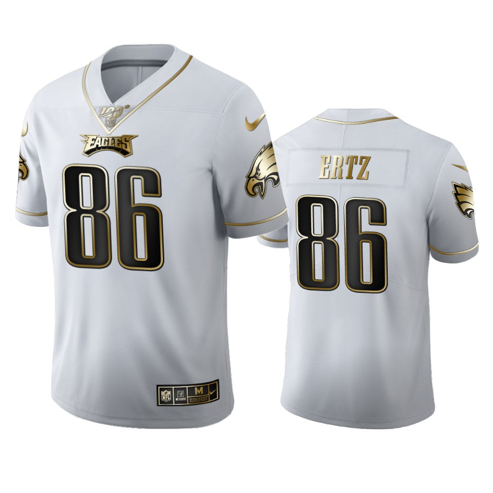 Zach Ertz Eagles White 100th Season Golden Edition Jersey