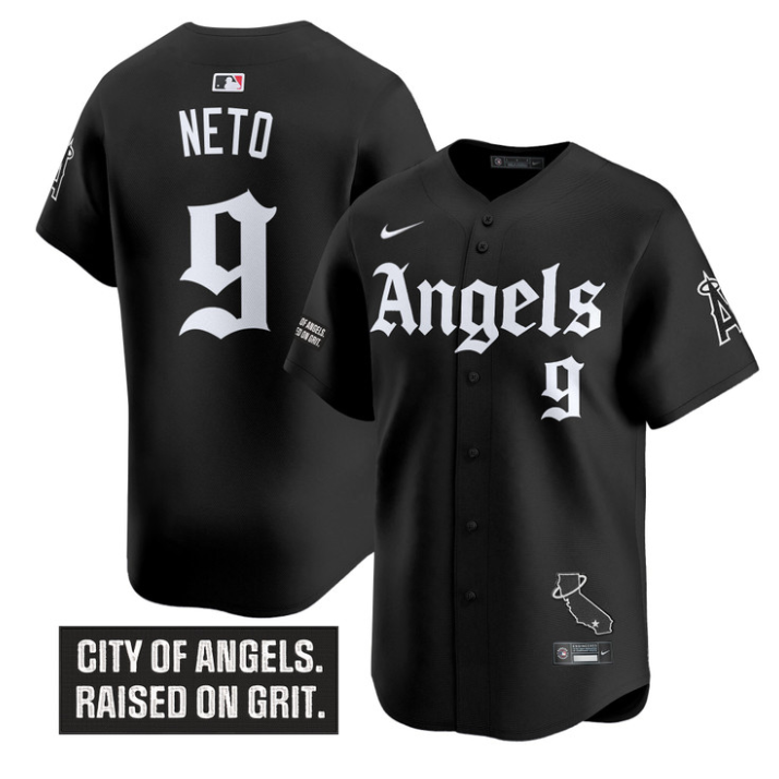 Zach Neto Jersey #9 Los Angeles Angels Gothic Halo Edition Stitched