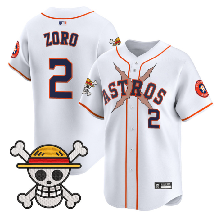 Zoro Jersey #2 Houston Astros One Piece 2025 Vapor Limited Stitched White
