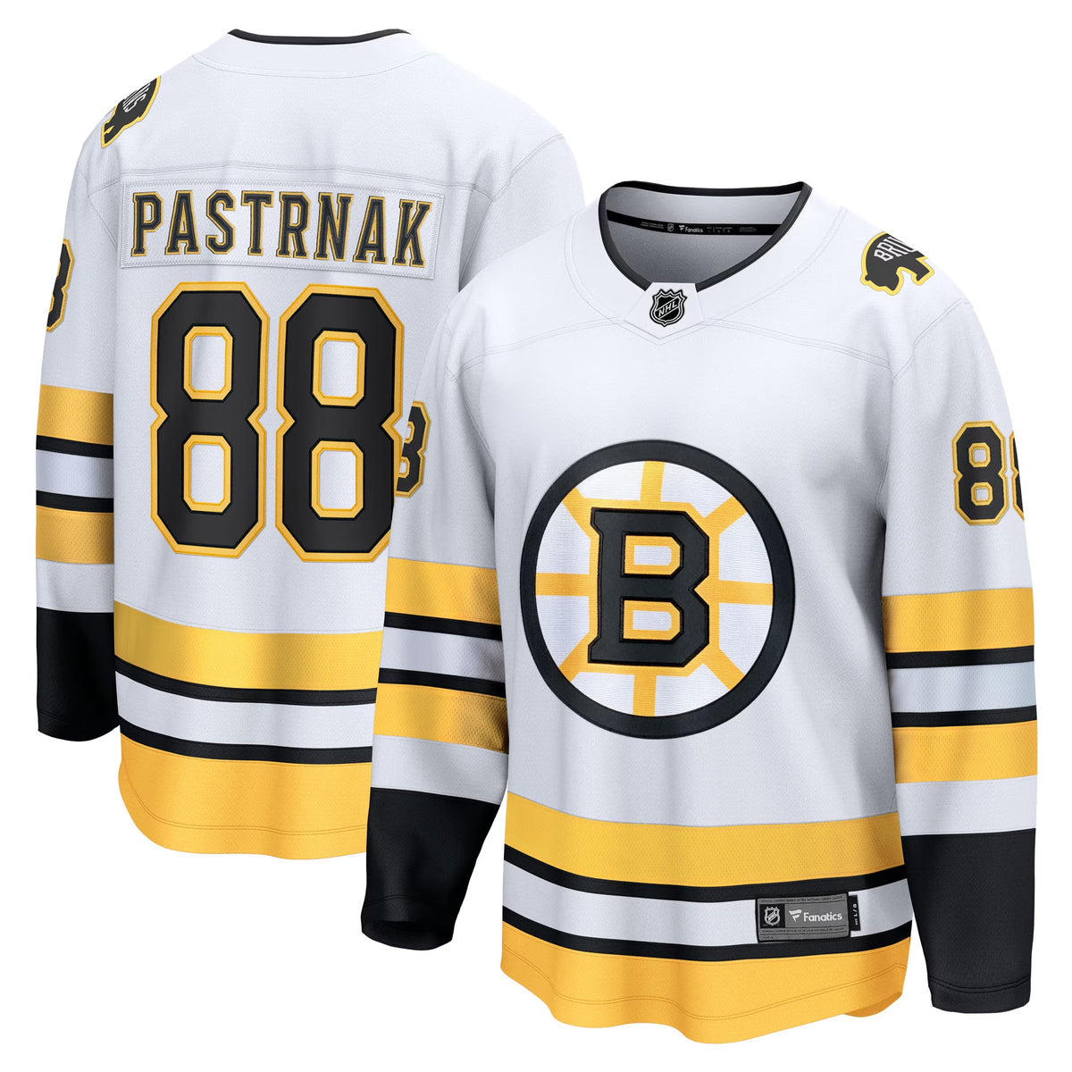 Men's Boston Bruins David Pastrnak Fanatics White Away Breakaway Player Jersey