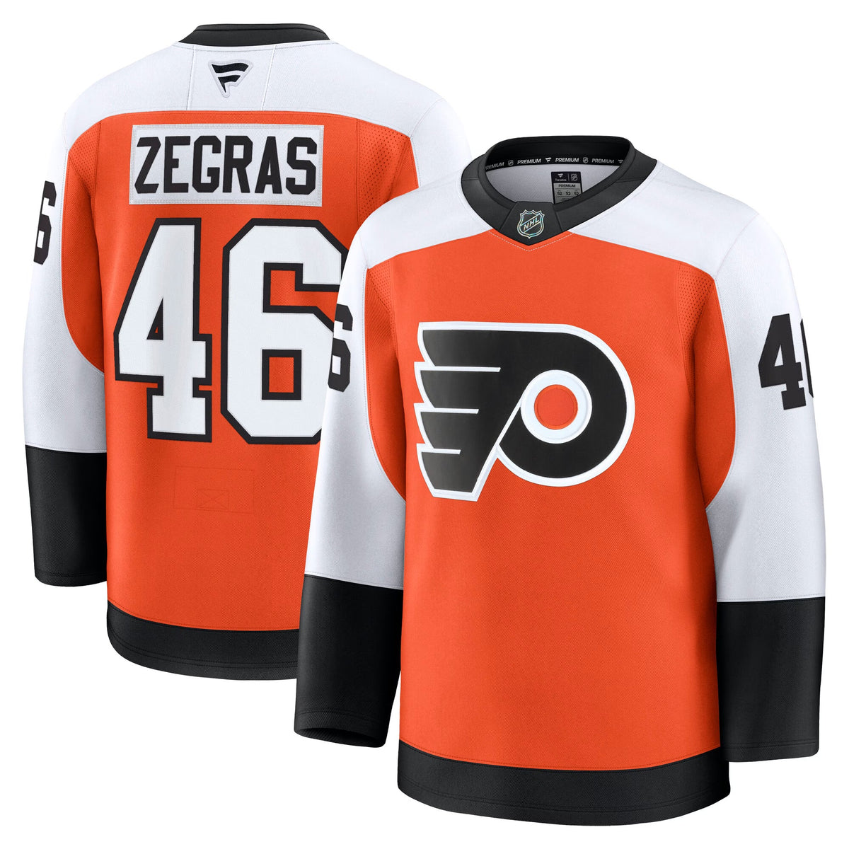 Men's Philadelphia Flyers Trevor Zegras Fanatics Orange Home Premium Jersey