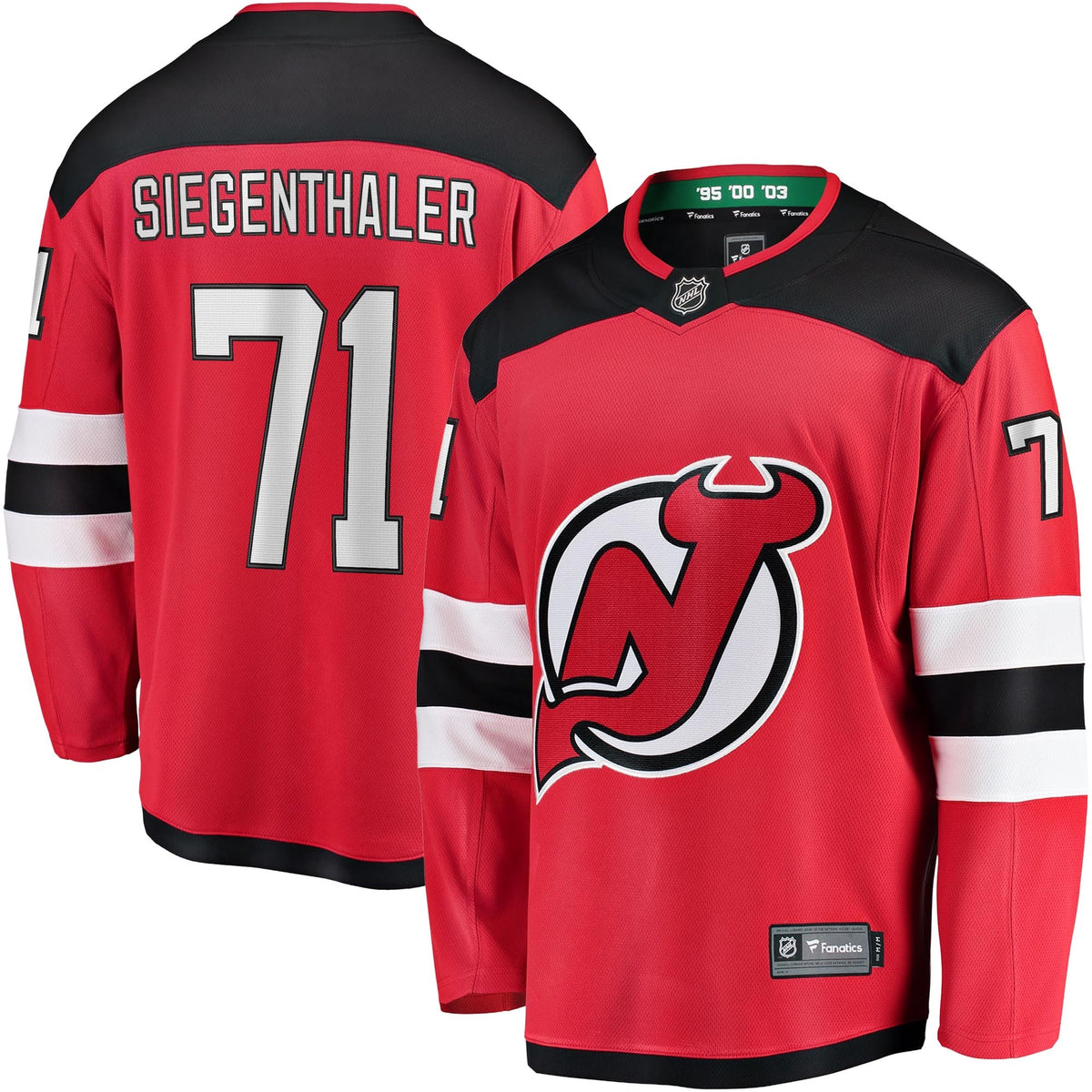 Men's New Jersey Devils Jonas Siegenthaler Fanatics Red Home Breakaway Player Jersey