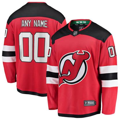 Men's New Jersey Devils Fanatics Red Home Breakaway Custom Jersey