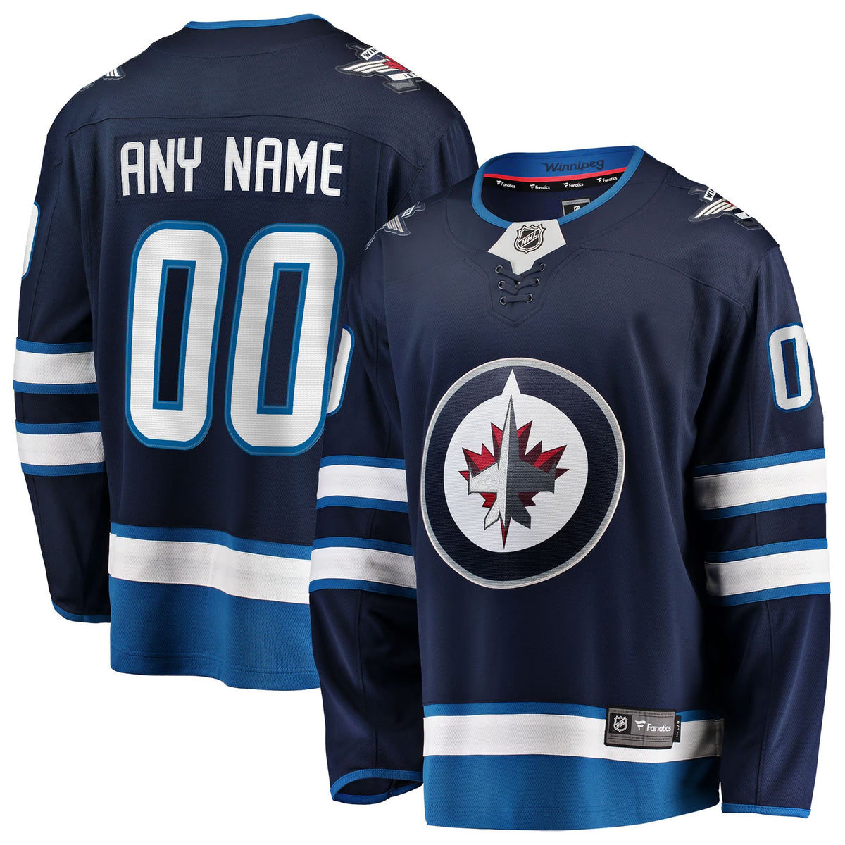 Men's Winnipeg Jets Fanatics Blue Home Breakaway Custom Jersey
