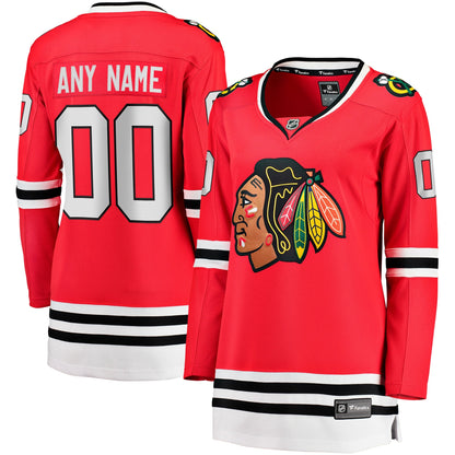 Women's Chicago Blackhawks Fanatics Red Home Breakaway Custom Jersey