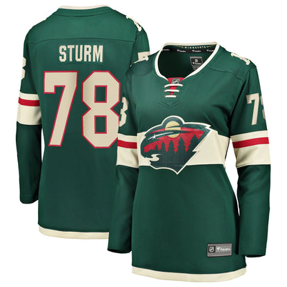 Women's Minnesota Wild Nico Sturm Fanatics Green Home Breakaway Jersey
