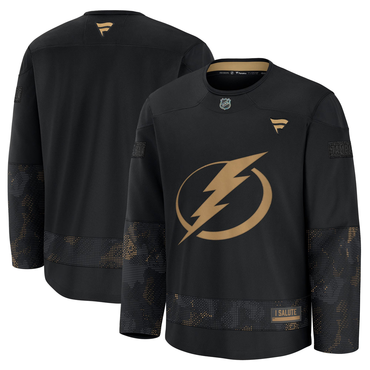 Men's Tampa Bay Lightning Fanatics Black 2024 Military Appreciation Practice Jersey