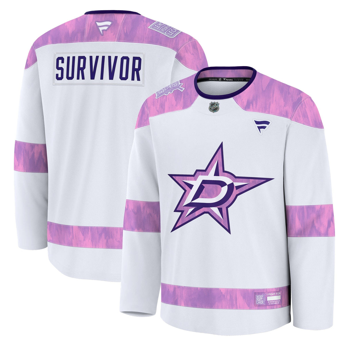 Men's Dallas Stars Fanatics White Hockey Fights Cancer Survivor Practice Jersey