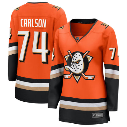 Women's Anaheim Ducks John Carlson Fanatics Orange Home Breakaway Jersey