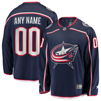 Men's Columbus Blue Jackets Fanatics Navy Home Breakaway Custom Jersey