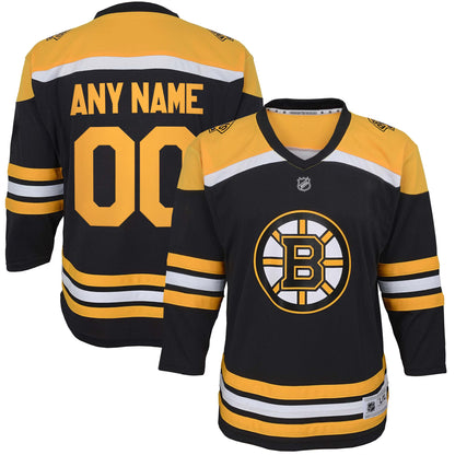 Youth Boston Bruins Black Home Replica Custom Jersey