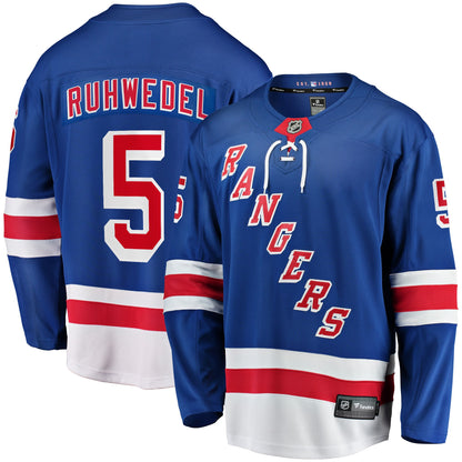 Men's New York Rangers Chad Ruhwedel Fanatics Blue Home Premier Breakaway Player Jersey