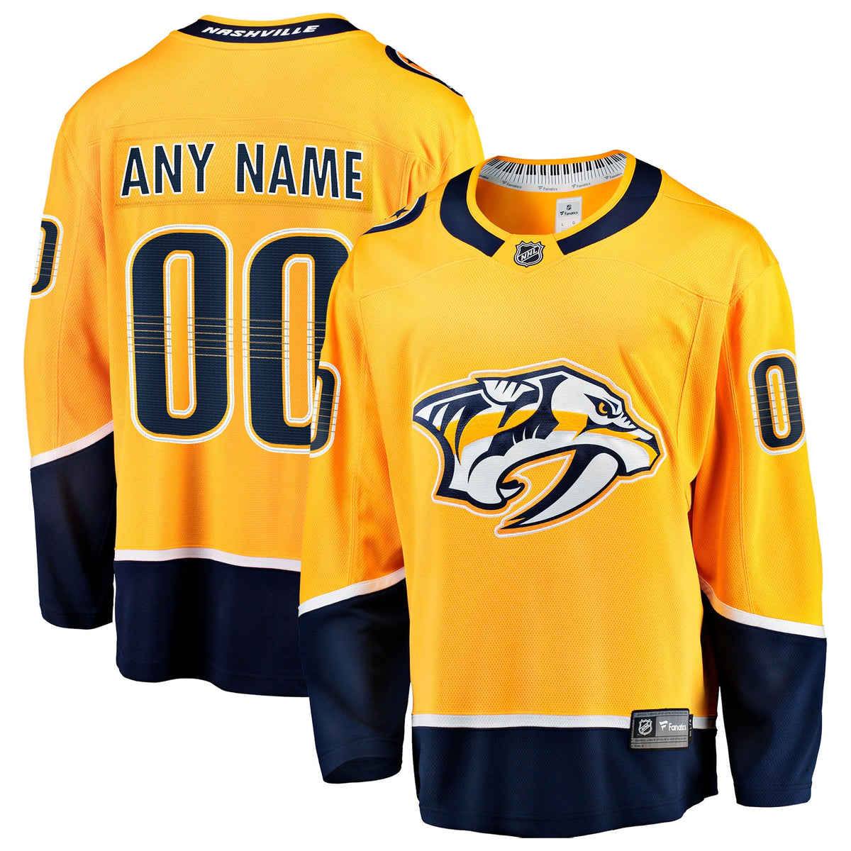 Men's Nashville Predators Fanatics Gold Home Breakaway Custom Jersey