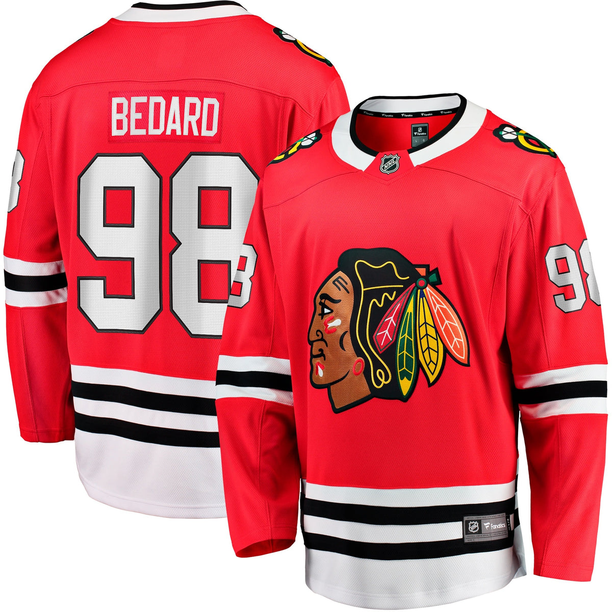 Men's Chicago Blackhawks Connor Bedard Fanatics Red Home Breakaway Player Jersey (2)
