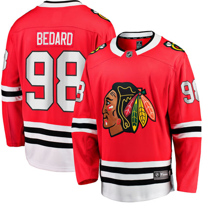 Men's Chicago Blackhawks Connor Bedard Fanatics Red Home Breakaway Player Jersey (2)